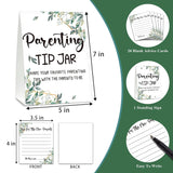 Baby Shower Game Set, Parenting Tip Jar Party Games(1 Standing Sign + 20 Advice Cards), Greenery Blank Advice Cards For New Parents, Eucalyptus Baby Shower/Gender Reveal Party Favor Decor(A01)