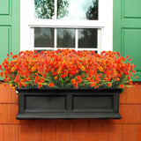 Artificial Fake Flowers, 12 Bundles Outdoor Uv Resistant Greenery Shrubs Plants Indoor Outside Hanging Planter Home Garden Décor (Orange)
