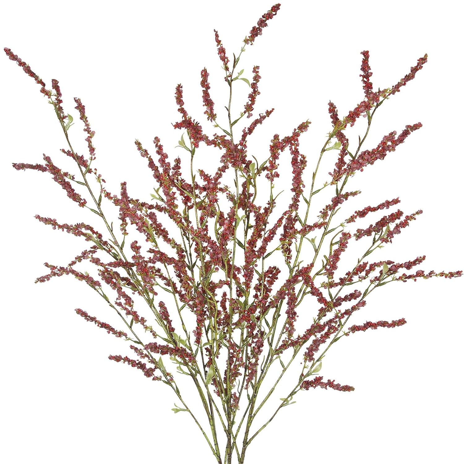 3 Pcs Artificial Flowers Branchs Wheat Stalks Bundle Fake Fall Flowers Stems With Mini Berries Brown Red Faux Floral Arrangements For Vase Home Wedding Centerpieces Thanskgiving Decor 42"