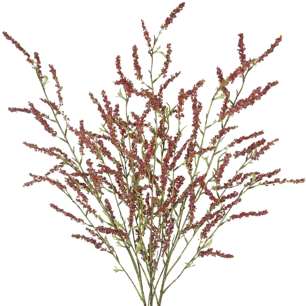 3 Pcs Artificial Flowers Branchs Wheat Stalks Bundle Fake Fall Flowers Stems With Mini Berries Brown Red Faux Floral Arrangements For Vase Home Wedding Centerpieces Thanskgiving Decor 42"