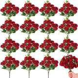 16 Bunches 12 Inch Artificial Mini Rose Bouquet 160 Heads Bridal Flower Bouquets Fake Silk Rose Bulk For Valentine'S Day Wedding Bridal Shower Home Office Garden(Red)