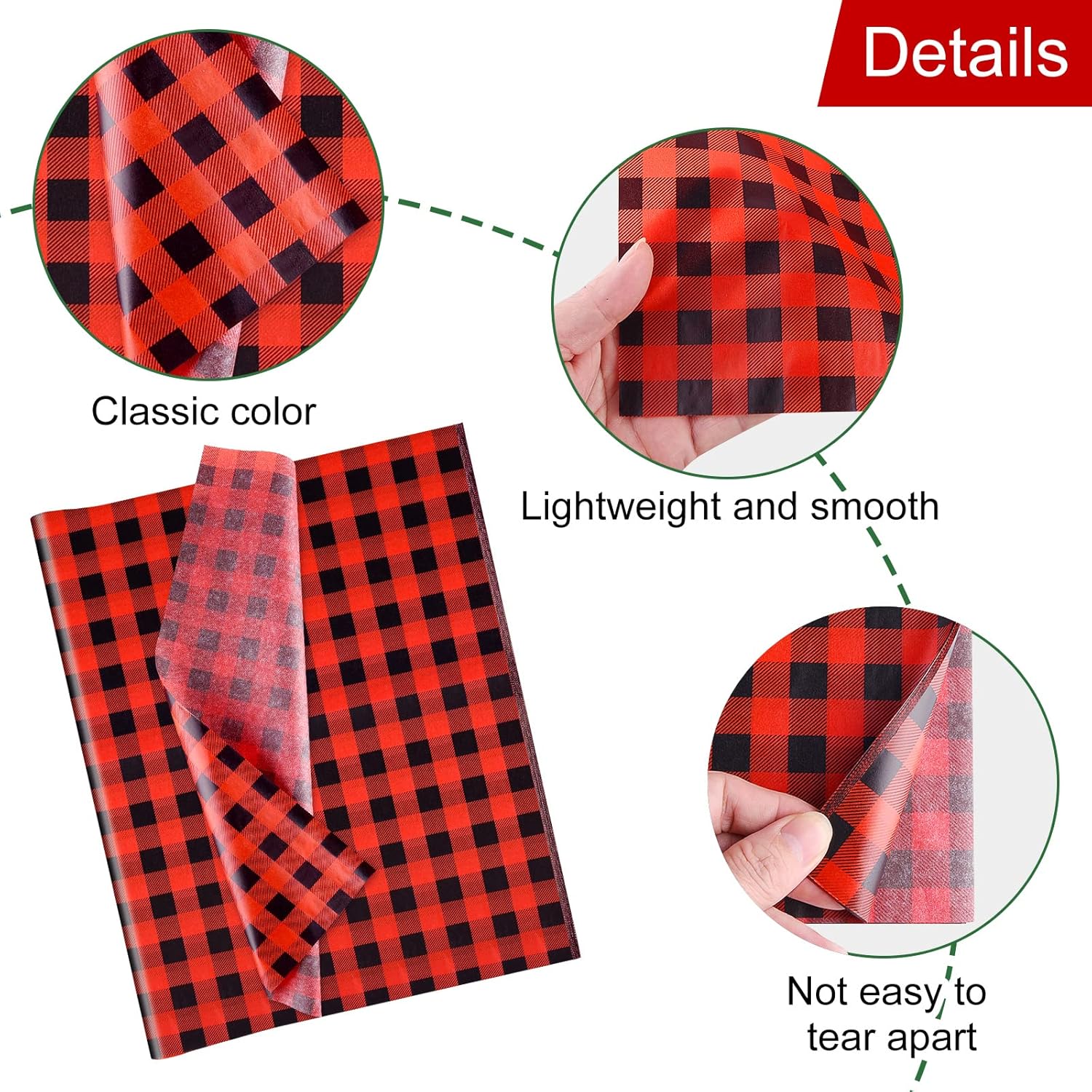 60 Sheets Christmas Tissue Paper 14 X 20Inch Buffalo Styles Red Black Plaid Gift Wrapping Tissue Paper For Diy Crafts Gift Bags Christmas New Year Party Supplies