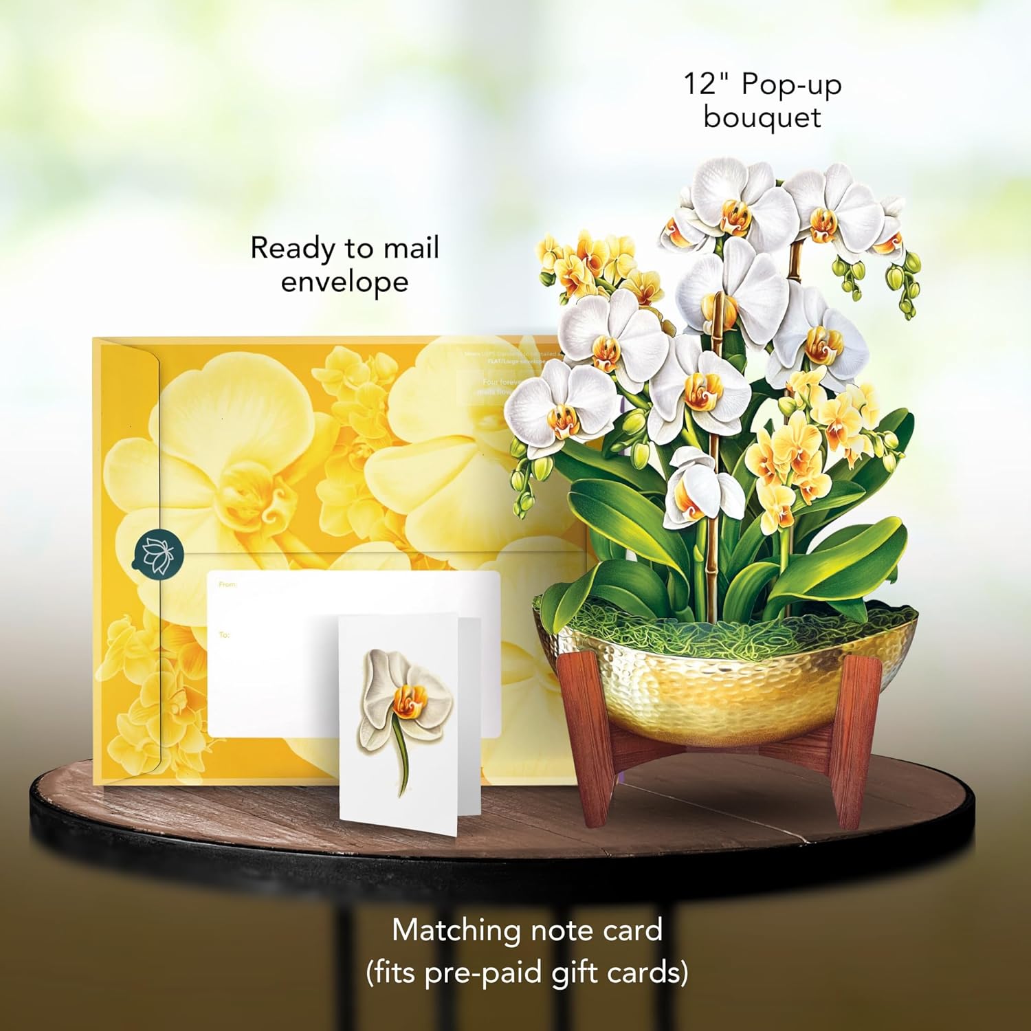 Pop Up Cards, Serenity Orchid, 12 Inch Life Sized Forever Flower Bouquet 3D Popup Greeting Card, Birthday Cards, Get Well Gifts, Blank Notecard & Envelope