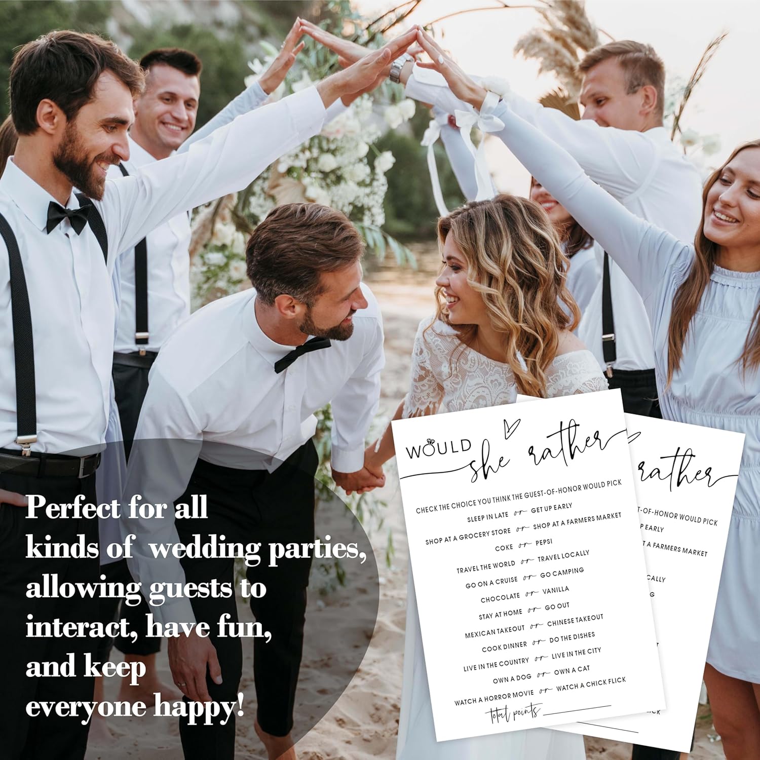 Bridal Shower Games, Would She Rather, 5X7 Inches, Fun And Hilarious Games For Bridal Shower, Wedding Shower, Bachelorette Party Decorations Supplies -A11