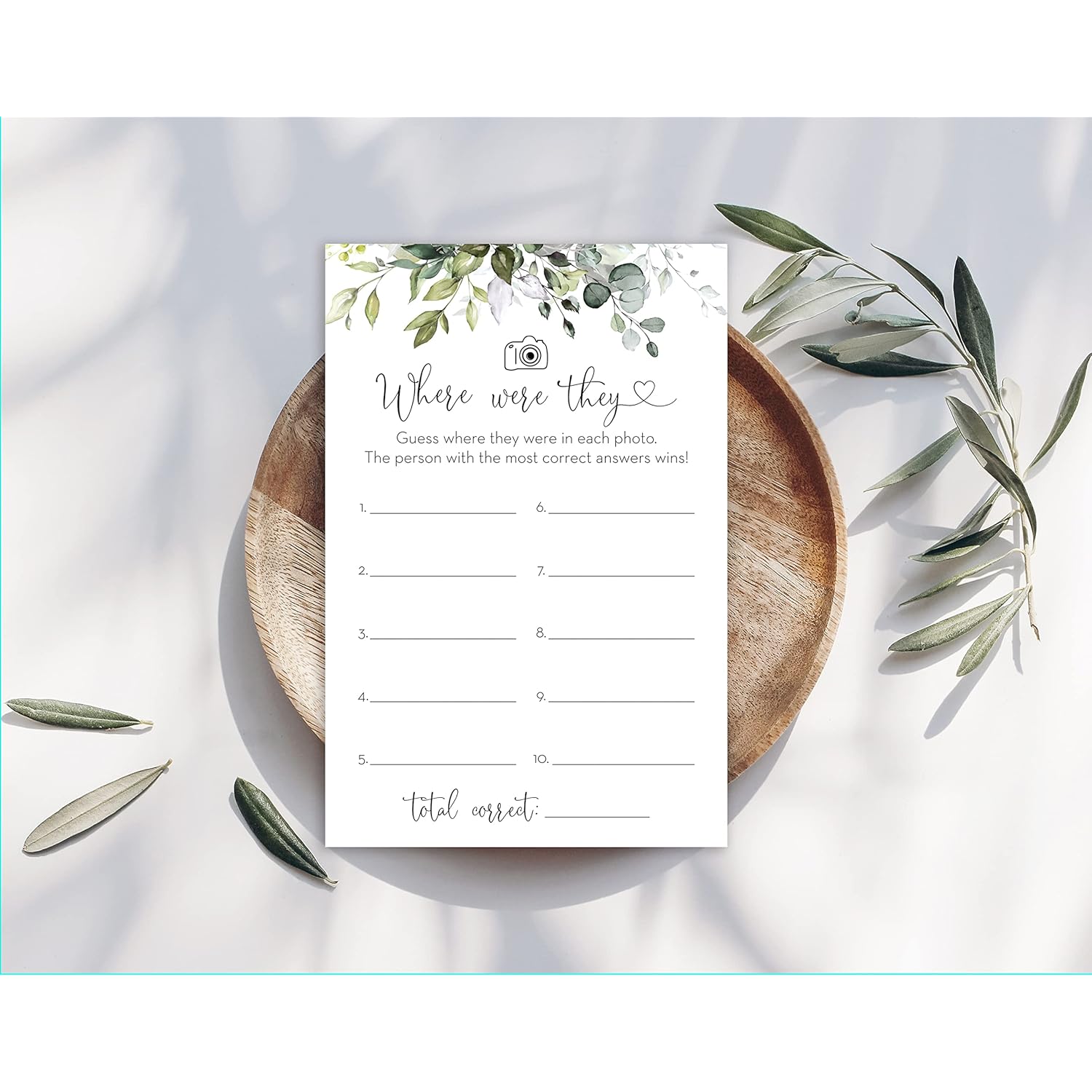 Where Were They Bridal Shower Game - 48 Cards (Boho Greenery)