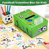 Soccer Valentines Day Box And Cards For Kids Classroom School Exchange, Great Valentines Gifts Party Favors For Boys Girls (1 Soccer Field Box, 32 Valentine Cards, 1 Teacher Card)