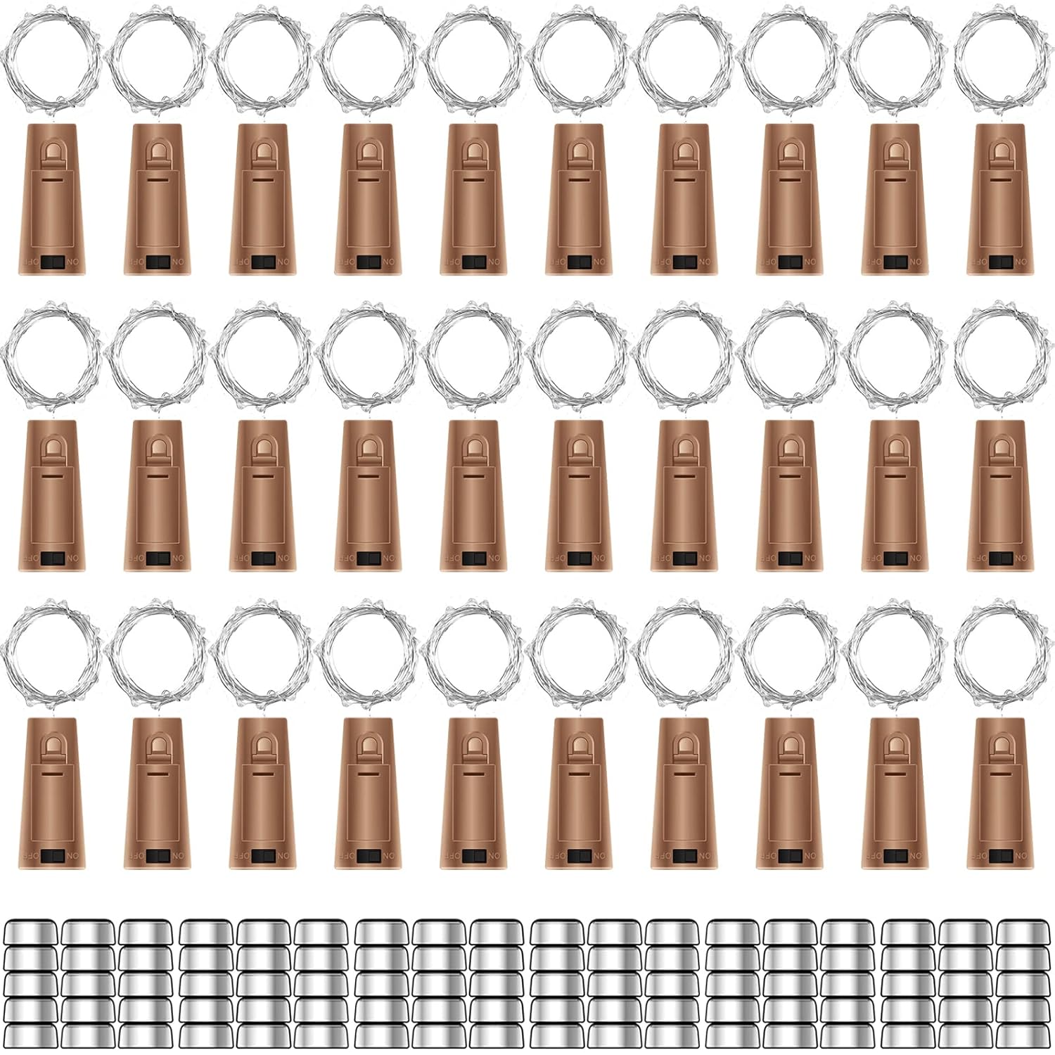 30 Pack Wine Bottle Lights With Cork - Cork Bottle Lights Battery Operated 6.6Ft Silver Wire 20 Leds,Fairy Lights For Ch