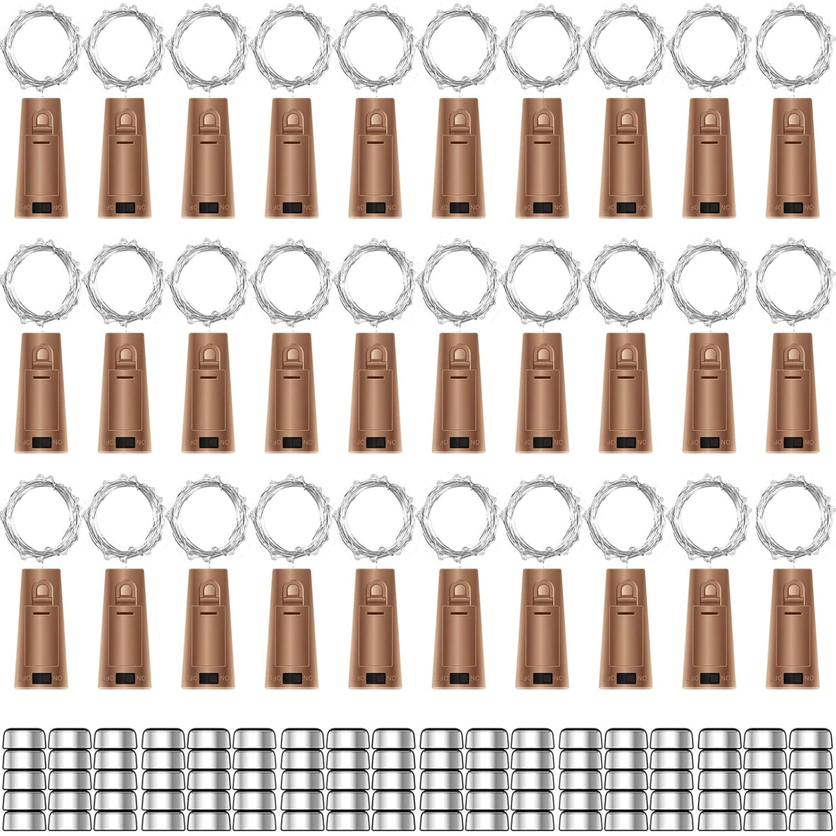30 Pack Wine Bottle Lights With Cork - Cork Bottle Lights Battery Operated 6.6Ft Silver Wire 20 Leds,Fairy Lights For Ch