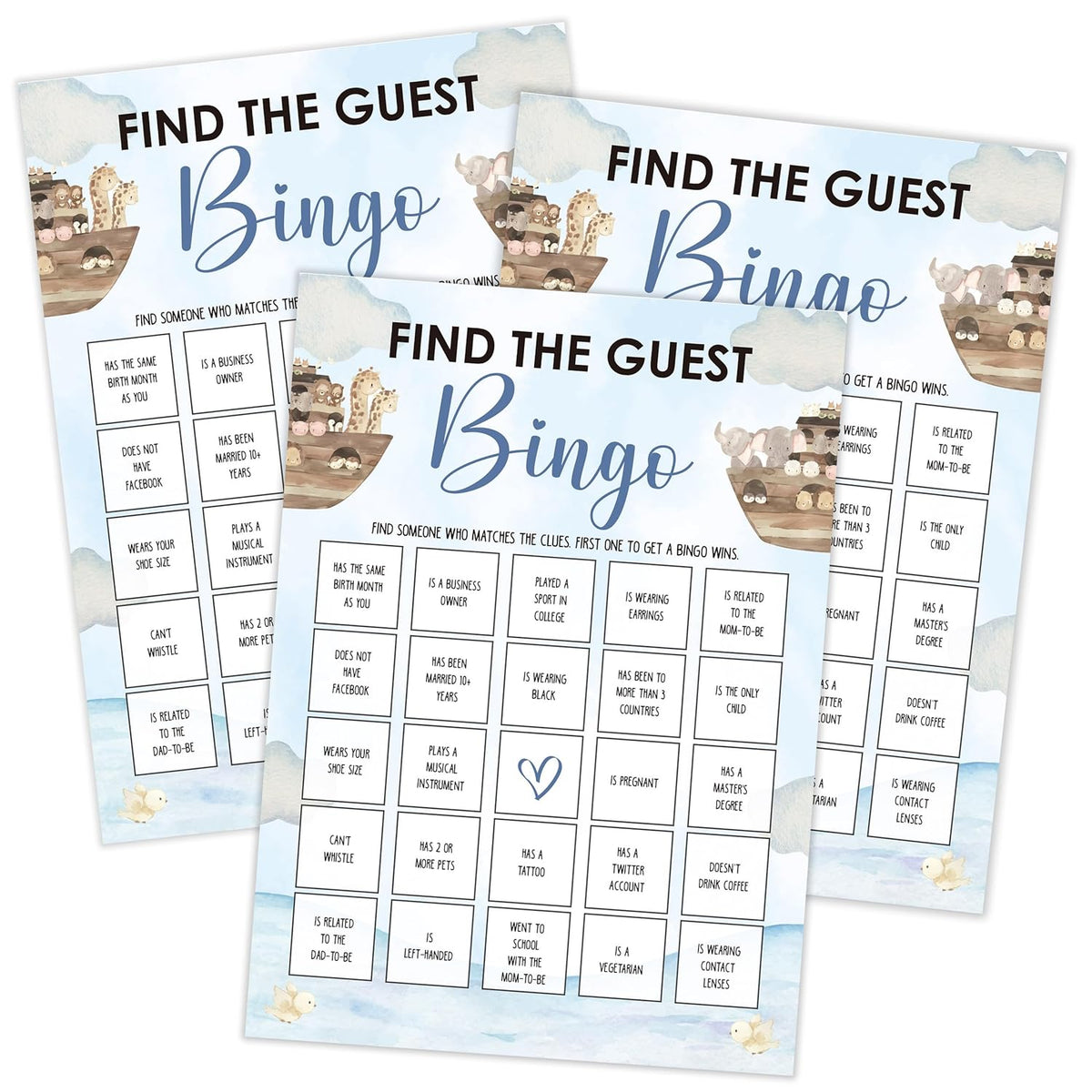 Noah'S Ark Find The Guest Bingo Game, Baby Shower Games, Pack Of 30 Game Cards, Gender Neutral Boy Or Girl - Fa49