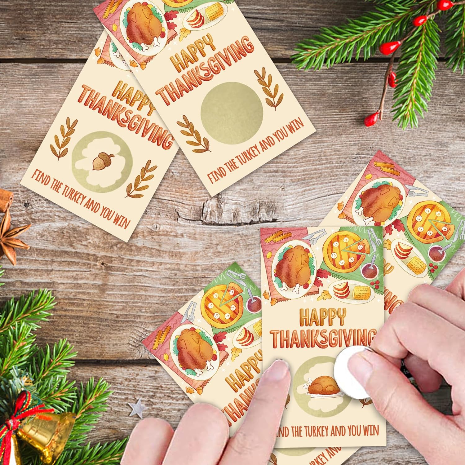 32 Pcs Happy Thanksgiving Scratch Off Cards, Find The Turkey To Win Scratch Off Tickets, Lottery Raffle Tickets For Fall Harvest Party, Funny Thanksgiving Party Card Supplies Decorations