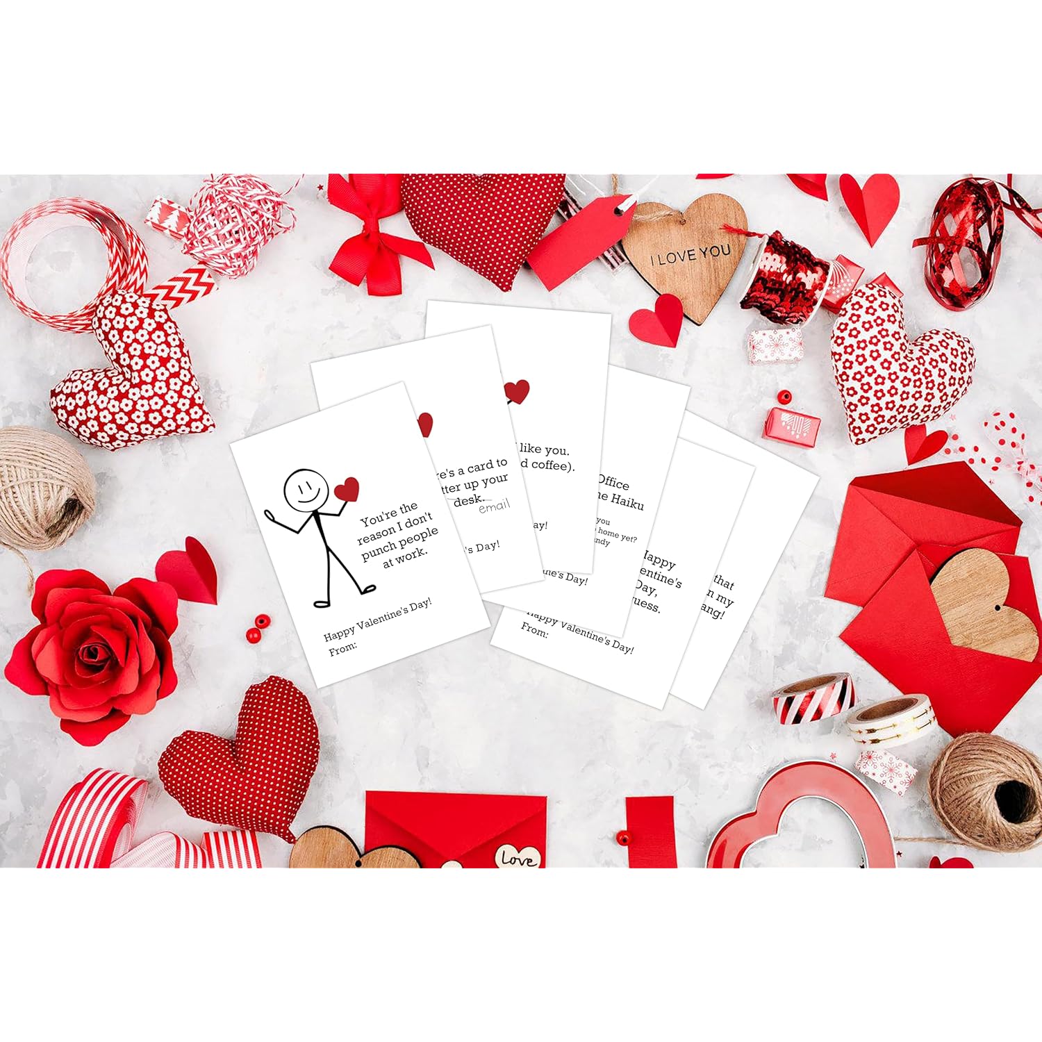 Pack Of 30 The Office Valentines Day Card, 6 Assorted Designs Of Stick Figure Humo Valentine Cards, Valentine'S Day Party Supplies, Office Valentines Day Gifts For Coworkers Employee Manager Boss,4