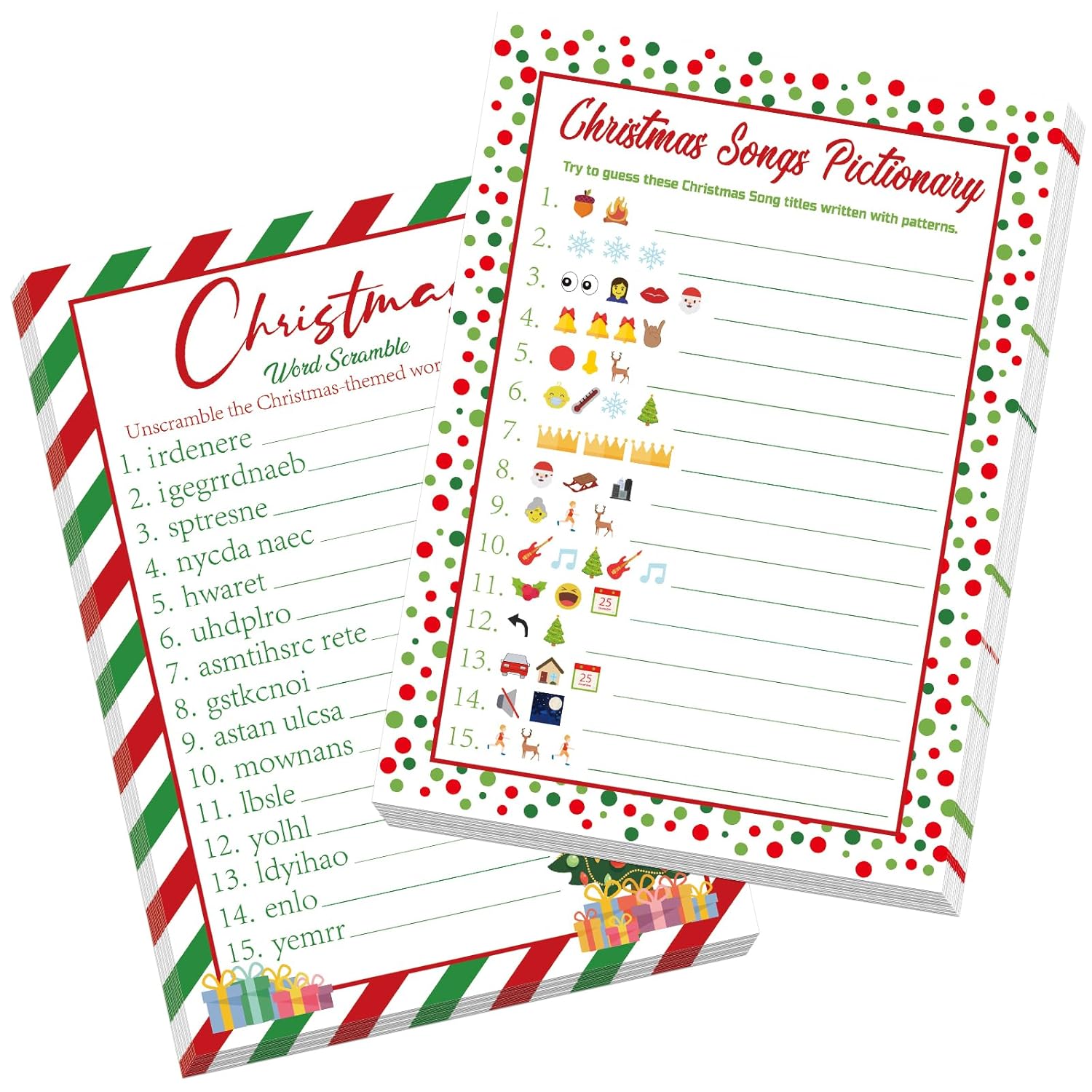 30 Players Christmas Party Games For Adults Family Office Large Groups, Xmas Parties Songs Pictionary Game, Guesstures Game, Word Scramble Games With Answer Key (Christmas Tree)