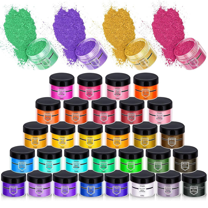 Mica Powder For Epoxy Resin, 30 Color 10G/Jar Pigment Powder Dye For Slime Soa