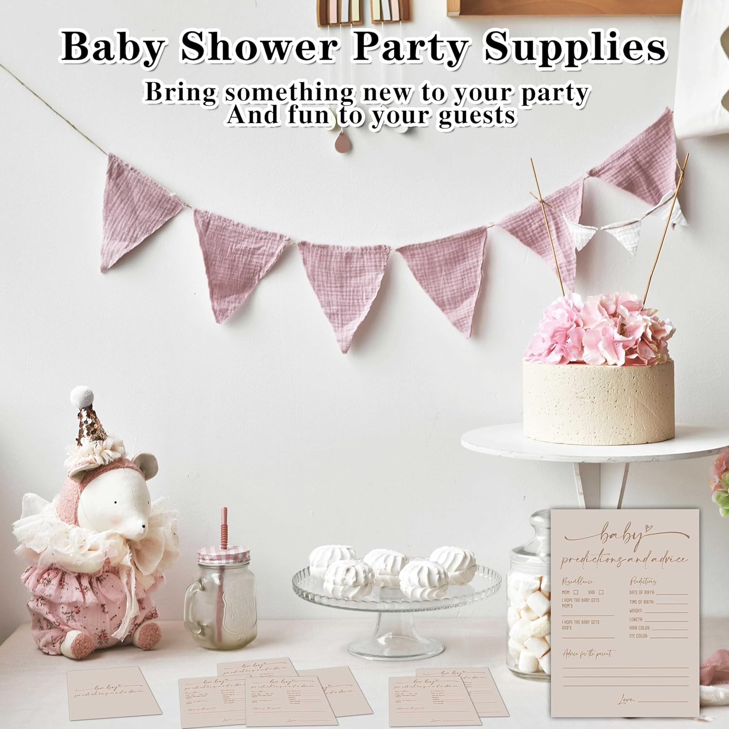 Baby Prediction And Advice Cards, Baby Shower Games Cards, Minimalism Boy Or Girl Baby Gender Reveal Party Favors Decorations And Supplies, 30 Pcs Double-Sided - A14