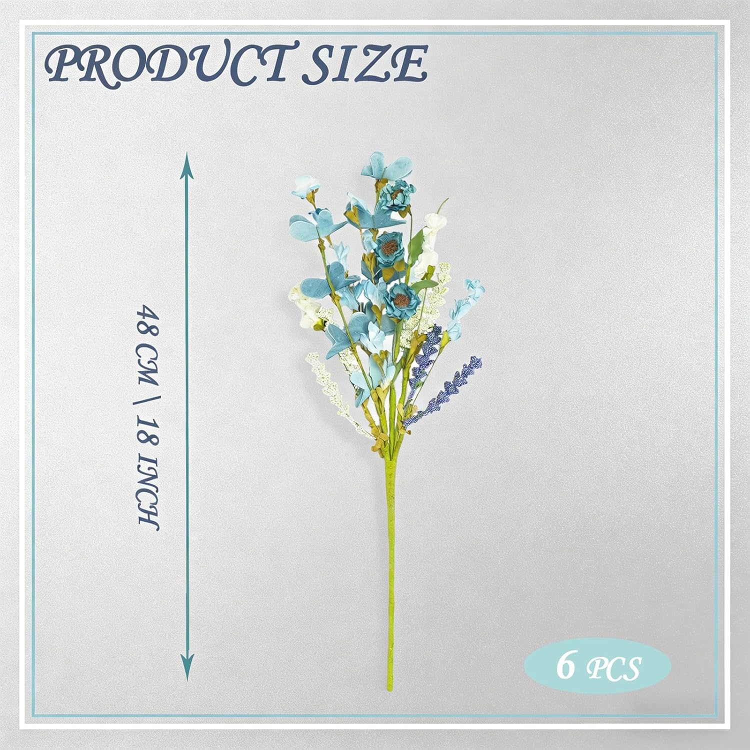 Artificial Spring Floral Picks 6 Pcs, Blue And White Artificial Flower Stems 18 Inch, Spring Flower Stems For Wedding Centerpieces Home Table Decor