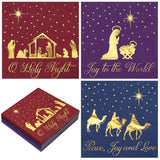 75 Pack Christmas Jesus Napkins Holy Night Nativity Disposable Paper Napkins 6.5In Jesus Joy To The World Gold Foil Lunch Napkin For Xmas Holiday Party Supplies Dinner Table Decor