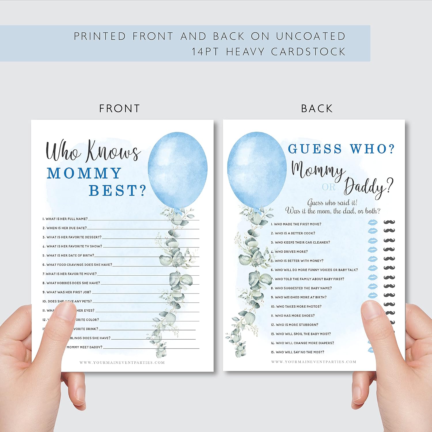 Boy Baby Shower Games (Set Of 6 Fun Activities For 25 Guests), Blue Boy Themed Baby Shower Games