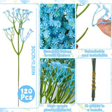 120 Pcs Baby Breath Artificial Flowers Bulk Blue Baby Breath Flowers Artificial Fake Babys Breath Gypsophila Faux Babys Breath For Wedding Bouquet Home Party Decor, 11.8 Inch