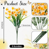 8 Bunches Artificial Daffodils Flowers 14.1 Inches Narcissus Spring Flower Faux Flowers For Home Decor Indoor Decorative For Home Garden Wedding Party(White & Yellow)