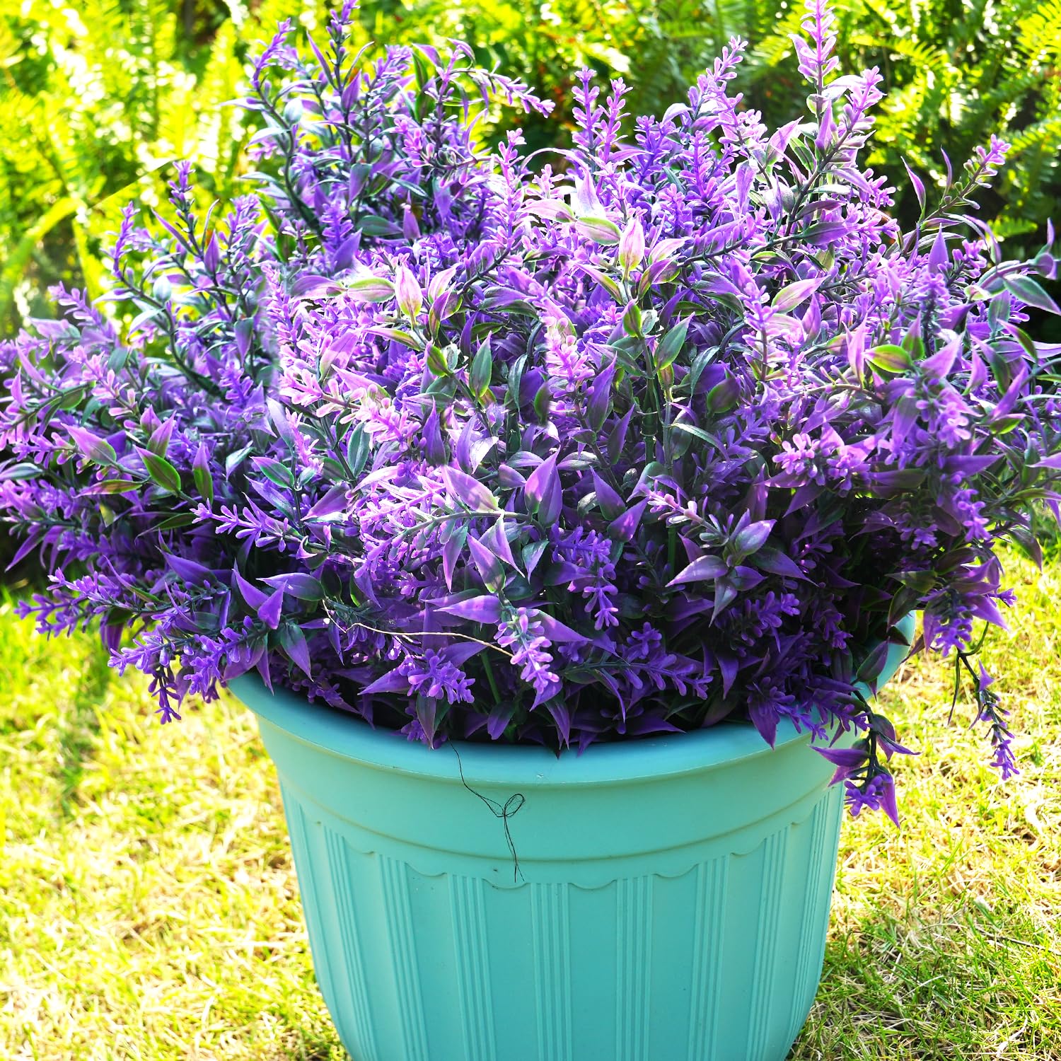 Artificial Plants Outdoor, 20Pcs Lavender Artificial Flowers,Fake Plastic Flowers,Uv Resistant Fake Flowers For Outside Indoor Porch Patio Window Box Planter Home Decor (Purple)