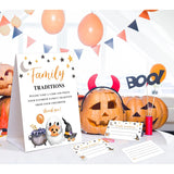 Halloween Baby Shower Wedding Games-Share Your Family Traditions, Pack Of 1 Sign And 50 Cards, Halloween Little Boo Spooky Baby Shower Decorations For Gender Reveal Party Activities