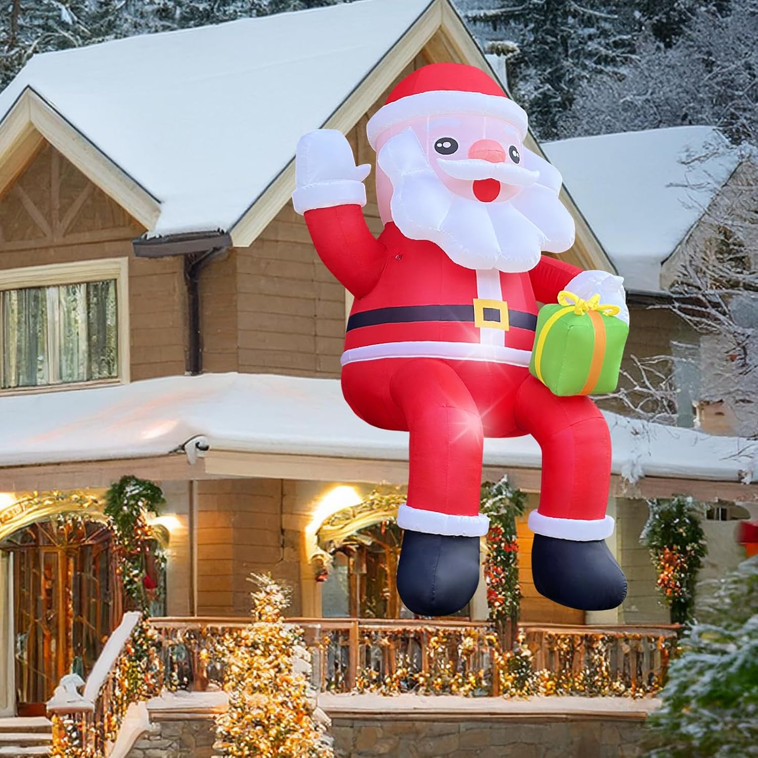 26Ft Inflatable Santa Claus Outdoor Christmas Decoration, Blow Up Santa With Led Lights Built-In Fan For Yard, Lawn, Hol