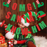 Christmas The Elf Movie Decorations, Omg Santa I Know Him Banner Red Green Glitter, Buddy The Elf Party Decor, Let'S Get Elfed Up Party Decor, Buddy The Elf Christmas Mantle Home Decorations