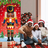 Christmas Nutcracker Door Cover - Merry Holiday Hanging Decor For Indoor Outdoor Front Door - Xmas Wrap Supplies 71 X 35 Inch (Black)