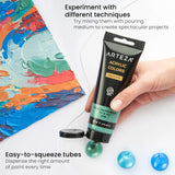 Metallic Acrylic Paint, Set Of 8 Classic Elements Colors 4.06Oz Tubes, Rich Pigments, Non Fading, Paints For Artists & Hobby Painters, Art Supplies For Canvas Painting & Crafts