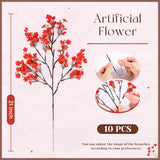 10Pcs Fake Christmas Flowers Artificial Red Baby Breath Artificial Flowers Real Silk Floral Arrangement Stems For Christmas Table Centerpieces Home Kitchen Mantle Porch Outdoor Decorations