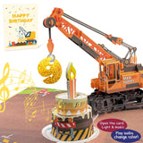 3D Greeting Pop Up 9Th Birthday Card With Light And Music, Crane Truck Card For Boy, Nephew, Grandson, Son, Toddler, With Envelope, Message Card - Open It Play: Plays Hit Song 'Happy Birthday'