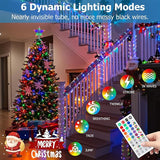 100FT Outdoor LED Rope Lights IP68 Waterproof RGB Warm White Color Changing String Lights with 25 Modes