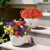 Artificial Fake Pansy Flowers For Outdoor Spring Decor, 12 Bundles Realistic Silk Pansies With Eucalyptus Stem Faux Plants Uv Resistant For Outside Planters Patio Garden Window Cemetery (Red)