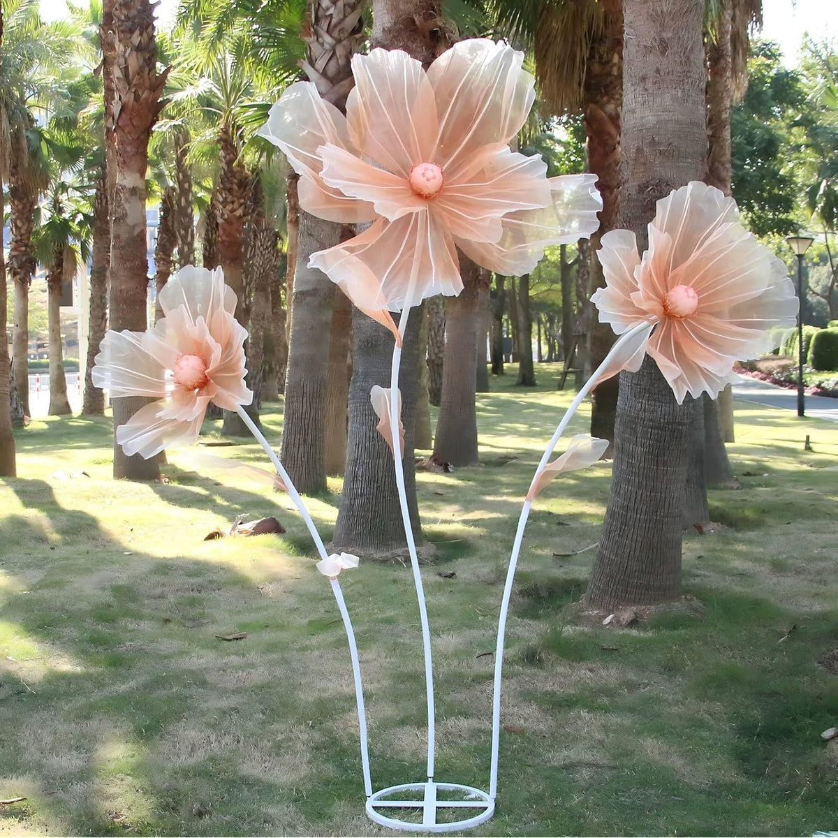 Giant Flowers For Decoration,Wedding Reception Essential Decoration,5.6 Ft Big Artificial Silk Flower With Stems And Stands,Party Banquet Background Decor?Home Decor?Orange Champagne?