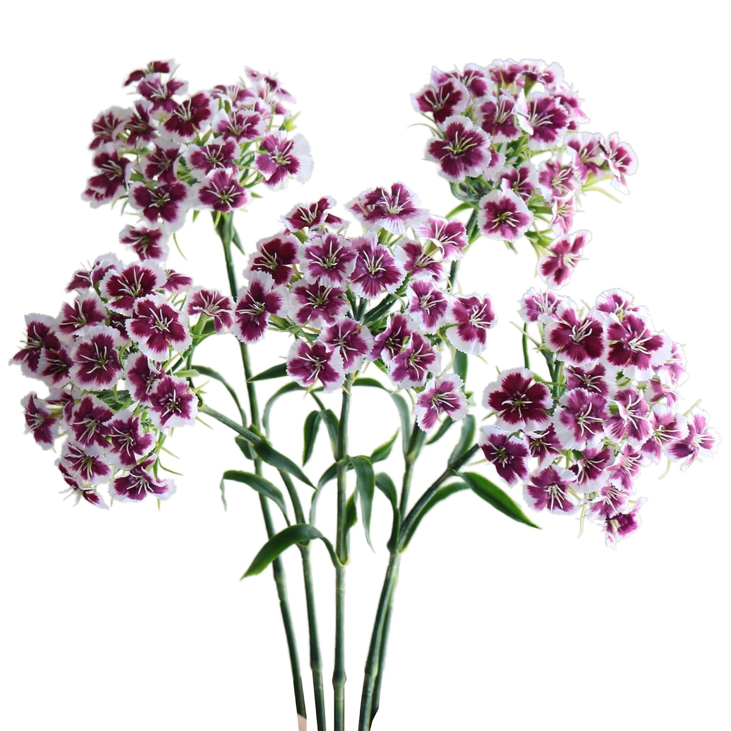 5Pcs Artificial Dianthus Blooms With Stem Silk Flowers For Arrangement Wedding Centerpiece Party Home Kitchen Decor (Purple)