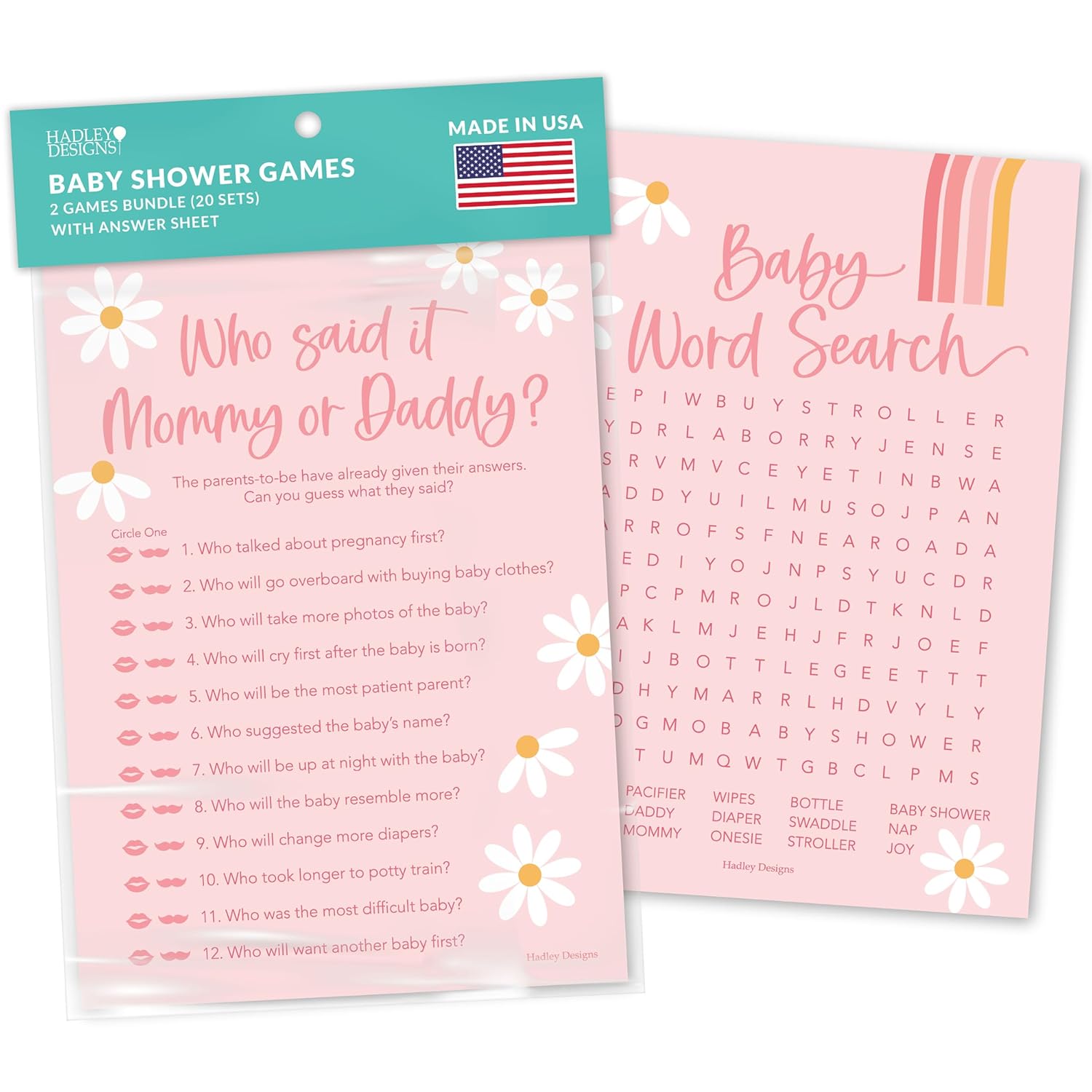 20 Retro Baby Shower Games For Girls-Hilarious Baby Shower Games, Guess Who Mommy Or Daddy Game, Funny Word Search Game