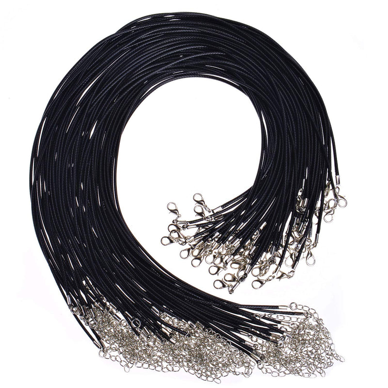 100Pcs Necklace Cord For Jewelry Making, Black Waxed String Bracelet Making Su