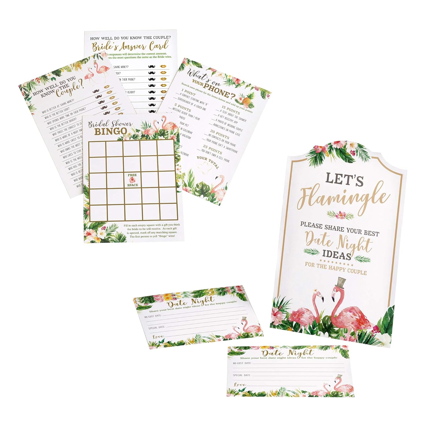 Flamingo Theme Bridal Shower Game Set