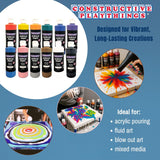 Constructive Playthings Acrylic Paint Set – 12 Vibrant 8 oz Bottles Made in the USA – Thick, Rich Pigment for Rock Painting, Pouring, Fluid Art & Canvas Painting