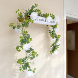 6Ft Artificial Eucalyptus Garland With Flowers, Fake Flower Rose Gypsophila, Faux Floral Greenery Garland For Wedding Spring Home Party Craft Art Table Runner Decor