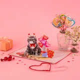 Funny Cat - Love Pop Up Card, Happy Valentine'S Day, Hearts, Roses, Love Anniversary 3D Popup Greeting Cards, Gifts For Wife, Husband, Lovers, Kids, 5X7 - Includes Envelope And Message Note