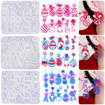 3 Pack Easter Earring Molds For Resin, Easter Bunny Molds Silicone Egg Epoxy Resin Casting Mold With 200Pcs Metal Hook For Keychain Jewelry Pendant Diy Earring Supplies