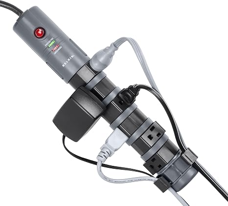 8 Outlet Pivot Plug Power Strip Surge Protector 1800J 6Ft Cord Gray