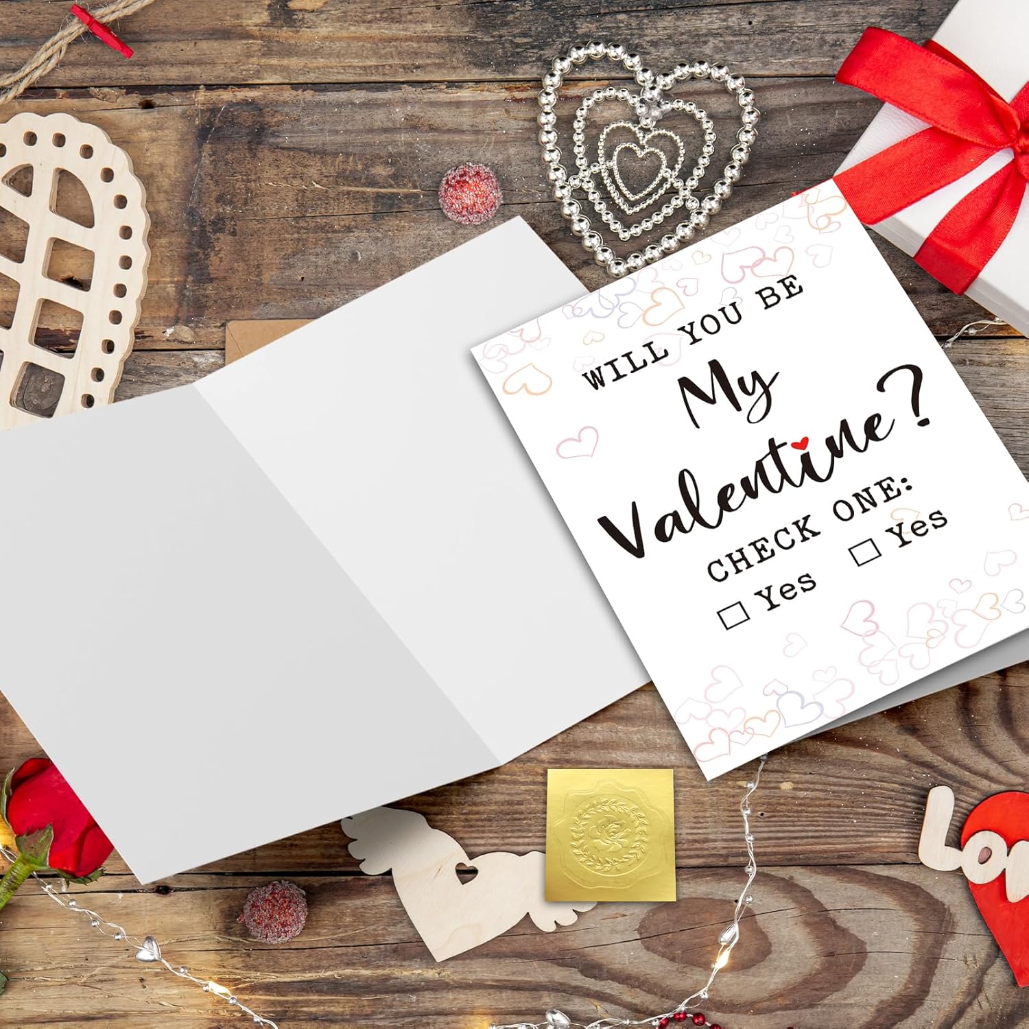 Funny Valentines Day Card For Boyfriend Girlfriend, Will You Be My Valentine Card Gift For Him Men (Check One), 8 X 5.3 In, Blank Inside, Red Envelope