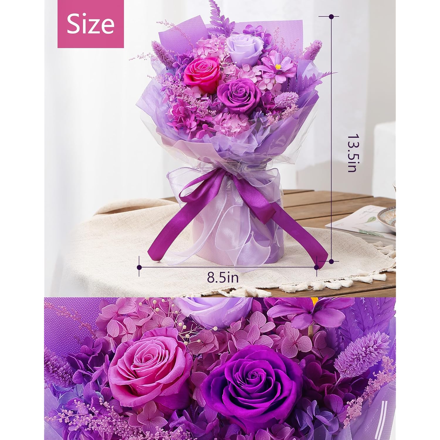 Valentines Day Flowers Gifts For Her Women,Flowers Roses Bouquet Gifts For Women Wife Girlfriend And Best Friend/Flower For Delivery Prime/Purple Rose
