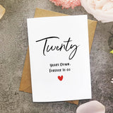 20Th Anniversary Card, Twenty Years Down Forever To Go, Romantic Valentines Day Wedding Card For Husband Wife