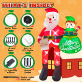 10 Ft Christmas Inflatables Santa Claus, Christmas Blow Up Yard Decorations With Built-In Leds & Elf, Climbing Santa Inf