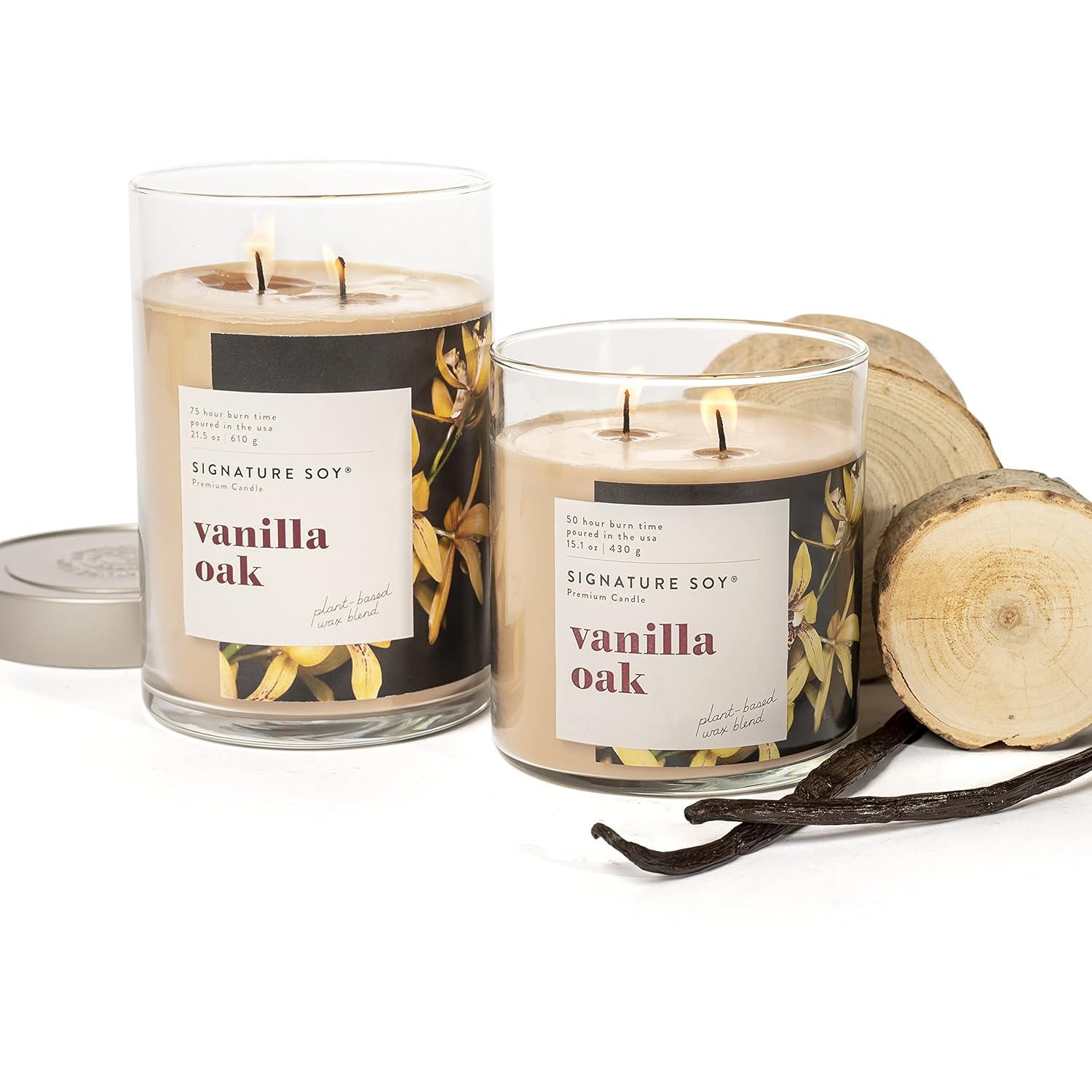 Lidded Vanilla Oak Scented Candle, Extra Large Jar