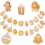 2 Pack Christmas Gingerbread Decorations Wooden Gingerbread Theme Garland Banner Hanging Tree Ornaments Christmas Bunting Banner For Party Holiday Wall Home Fireplace(Classic Style,Brown)