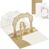 Wedding Pop Up Card Set 3D Greeting Anniversary Romantic Wedding Congratulations Card With Envelope For Bride And Groom Valentine Gift Engagement Party Supplies(Arched Door Style)